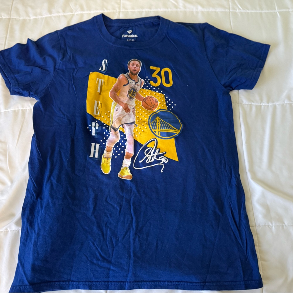 NBA Curry Golden State Warriors Cotton Tee Blue short sleeve Blue basketball